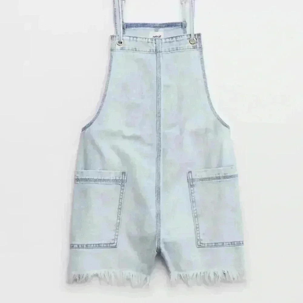 Aerie Blue Denim Overalls Romper Cotton Size  M - Picture 4 of 7
